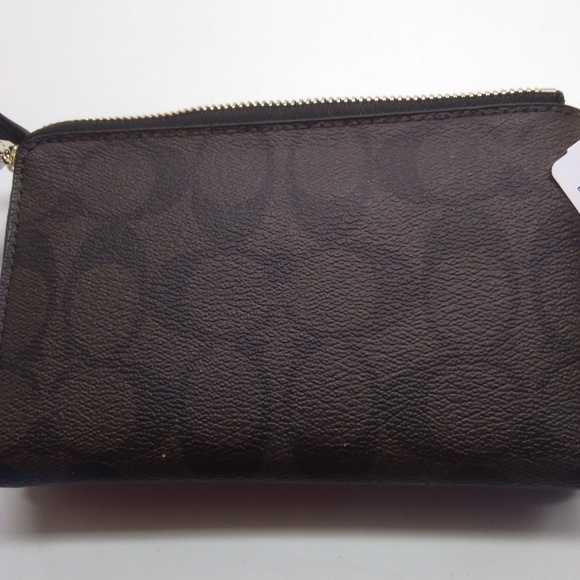 Coach New Signature PVC Double Zipper Wristlet